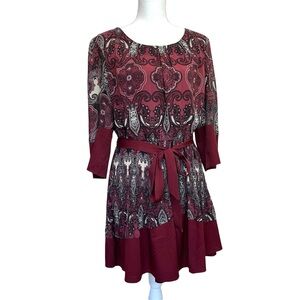 W118 by Walter Baker Burgundy Paisley Print Dress